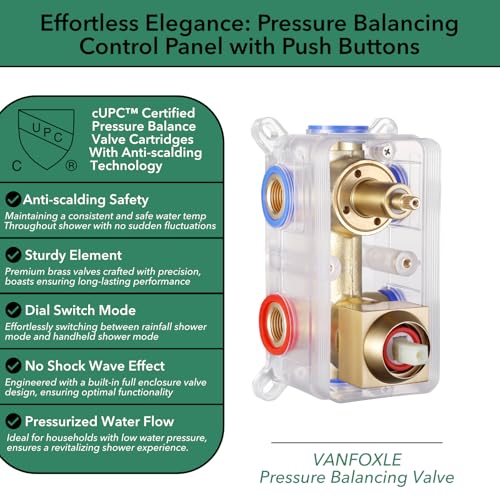 VANFOXLE Shower System, Brushed Gold Shower Faucet Set, Four Modes | 10 Inch Ceiling Mount Head Increased Thick, 6 Inch Second Head, 2-in-1 Handheld Combo, 4 PCS Dual Mode Body Jets, Brass Valve - color: Brushed Gold
