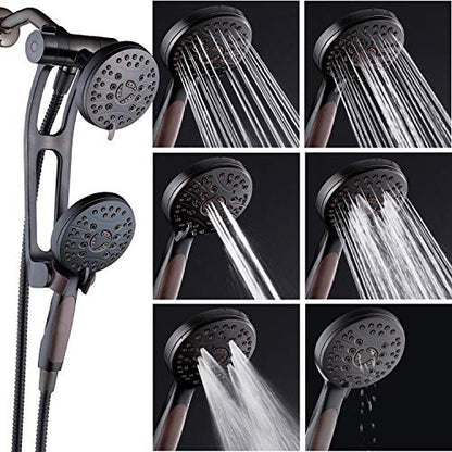 High Pressure 48-mode Luxury 3-way Combo with Adjustable Extension Arm – Dual Rain & Handheld Shower Head – Extra Long 6 Foot Stainless Steel Hose – All Oil Rubbed Bronze Finish – Top US Brand - color: Oil Rubbed Bronze