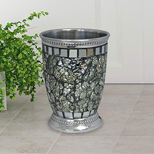 nu steel T Iceberg Bathroom Holder Decorative Cup for Water Best Tumblers for Mouthwash-Rinsing Silver Mosaic Finish, 3.5 x 3.5 x 4.5, ice, IB5I