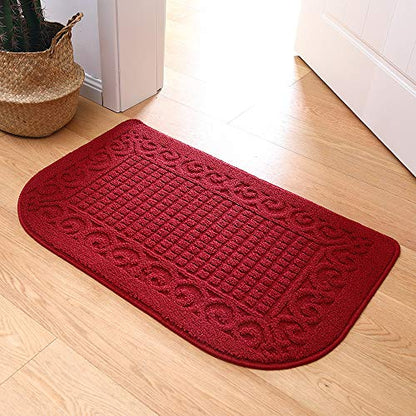 COSYHOMER 32x20 Half Round Kitchen Rug,Non Slip Washable Mat,Burgundy 2PCS | Polypropylene tufted textile,small half circle rug,kitchen sink mat,Kitchen floor mat - color: Burgundy 2pcs, size: 1'8" x 2'8" (Semicircular)
