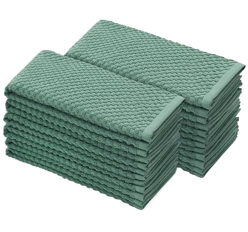 COTTON CRAFT Amazing Kitchen Towel - 12 Pack 100% Cotton Waffle Terry Towel | Seafoam 16x28 inch Euro Café Waffle Weave Dish Towels - Soft Absorbent Quick Dry Low Lint Reusable Pantry Bar Cleaning Cloth - color: Seafoam, size: 12 Pack