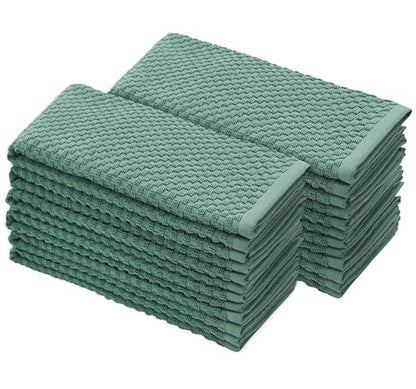 COTTON CRAFT Amazing Kitchen Towel - 12 Pack 100% Cotton Waffle Terry Towel | Seafoam 16x28 inch Euro Café Waffle Weave Dish Towels - Soft Absorbent Quick Dry Low Lint Reusable Pantry Bar Cleaning Cloth - color: Seafoam, size: 12 Pack
