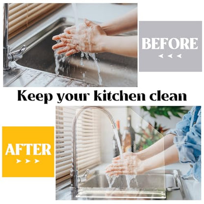 Vesici 2 Pcs Clear Acrylic Sink Splash Guard Freestanding Panel Barrier with Easy Reach Cutaway Kitchen Guard Protective Splatter Barrier for Home Hospital(15.75" Length, 16" Height, 4.5" Base) - size: 15.75" Length, 16" Height, 4.5" Base