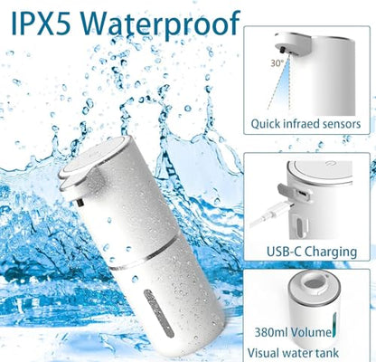 2Pack Automatic Soap Dispenser, Touchless Foaming Soap Dispenser USB Rechargeable Dispenser Electric Wall Mounted 4levels Adjustable Foam Dish Soap Pump for Bathroom Kitchen