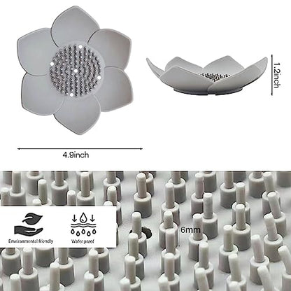 4 Pack Silicone Soap Dishes with Draining, Lotus Flowers Bar Soap Holder for Shower, Soap Saver for Counter, Bathtub, Kitchen Sink (White/Gray/Blue/Pink) - color: White/Grey/Blue/Pink