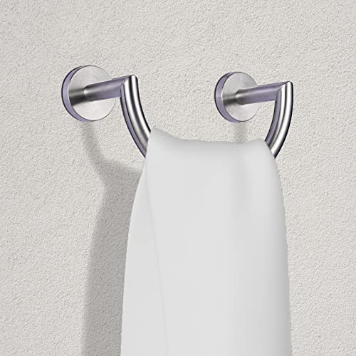 HouseAid Stainless Steel Towel Ring for Bathroom, Hand Towel Holder, Modern Semi-Circular Hand Towel Rack, Wall Mounted, Brushed Nickel - color: Brushed Nickel