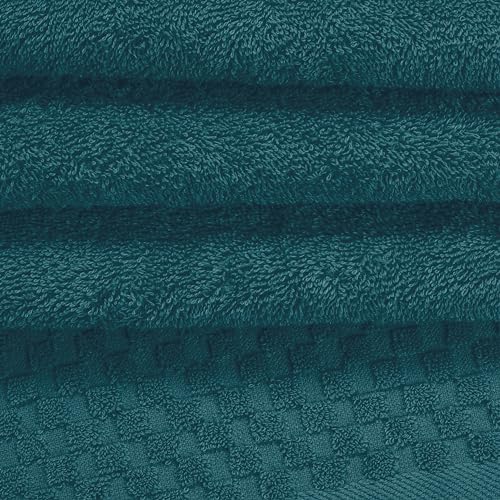 MyOwn Ultra Soft 3 Pack Cotton Towel Set, Contains a Bath Towels 28x55 inch, a Hand Towels 16x24 inch & a Wash Coths 12x12 inch, Ideal Everyday use, Compact & Lightweight - Teal - color: Teal, size: 3 Pack Set