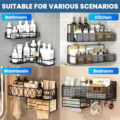 18 Pack Shower Caddy Adhesive Replacement, Shower Shelf Strong Adhesive Hooks, No Drilling, Transparent WaterProof Strips for Bathroom Shelves & Kitchen Racks - color: 18 Pack