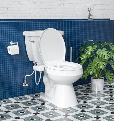 Ultra-Slim Bidet Attachment, Self-Cleaning Dual Nozzle (Feminine/Posterior Wash), Accessibility-Enhanced Large Buttons, Quick-Release, Non-Electric Fresh Water System with Adjustable Pressure