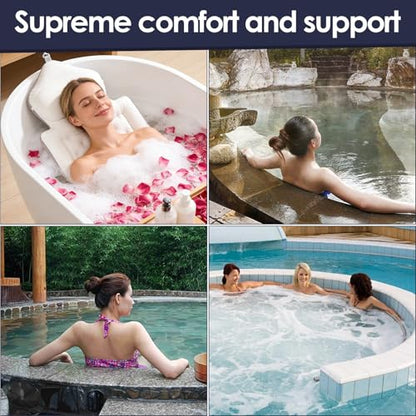 Full Body Bath Pillow for Tub, Thick Luxury Bathtub Cushion, with Removable Lumbar Pillow, 5D Air Mesh & 192 Non-Slip Suction Cups, Fits All Tubs