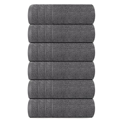 6 Piece Hand Towels Set 16 x 28 Inches, Dark Grey | 100% Cotton, Lighter Weight, Quick to Dry, 16 x 28 Inches, Super Soft & Absorbent, Perfect for Bathroom & Kitchen - color: Dark Grey