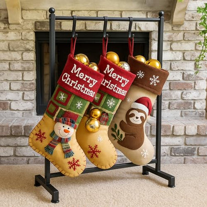 Zonon Christmas Stocking Holder Stand for Floor Free Standing Stocking Hangers with Removable Hooks and Wheels Heavy Duty Metal Rack with Stable Base for Home Mantel Bathroom Towel Blanket Display
