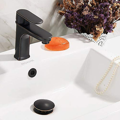 REGALMIX Vessel Sink Drain,Bathroom Pop-up Drain with Detachable Basket Stopper, Anti-Explosion and Anti-Clogging Drain Strainer, Sink Drain Assembly with Overflow Oil Rubbed Bronze, RWF083K - color: Oil-rubbed Bronze, size: With Overflow
