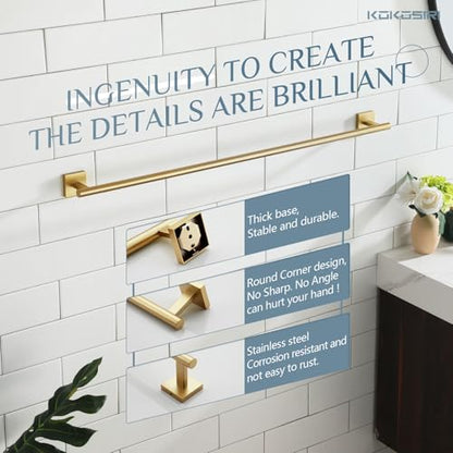 KOKOSIRI Bathroom Towel Bar 36'' Towel Holder for Bath Kitchen Wall Mount Towel Rails 36 Inch Brushed Gold Stainless Steel B4005BG-L36 - color: Brushed Gold, size: 36-Inch