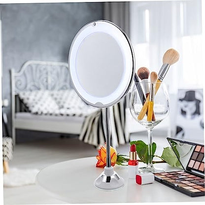 Mobestech Magnifying Vanity Mirror with LED Light and Rotating Suction Cup for Bathroom and Desktop Viewing Angle Makeup Mirror for Precise Eye Makeup and Personal Care