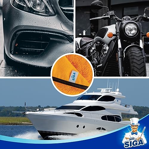 MR.SIGA Professional Microfiber Towels for Cars, Scratch Free, 6 Pack | Dual-sided car washing and detailing towels, gold, 40 x 60 cm(15.7 x 23.6 inch)