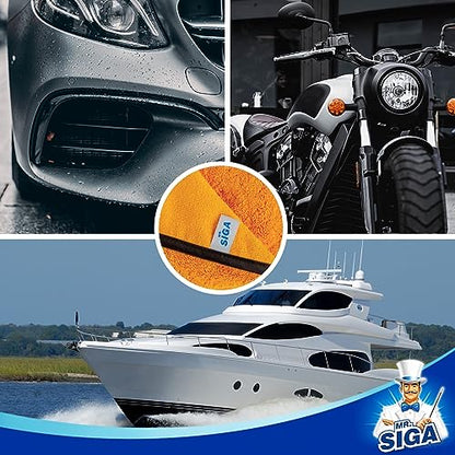MR.SIGA Professional Microfiber Towels for Cars, Scratch Free, 6 Pack | Dual-sided car washing and detailing towels, gold, 40 x 60 cm(15.7 x 23.6 inch)