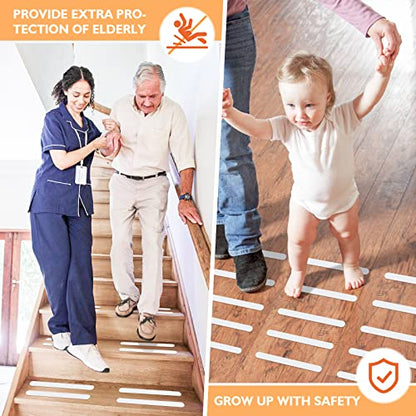 Non Slip Bathtub Stickers, 24 PCS Shower Stickers for Safety Bathroom Tubs, Bathtub Non Slip Stickers and Adhesive Decals Scraper for Bath Tub, Shower Floor, Stairs, Ladders(White) - color: White