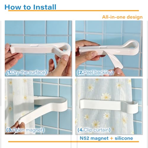 2 Packs Shower Curtain Weights,Magnetic Shower Curtain Holder, Self Adhesive Shower Guards to Keep Water in Shower |Made of Silicone| - White