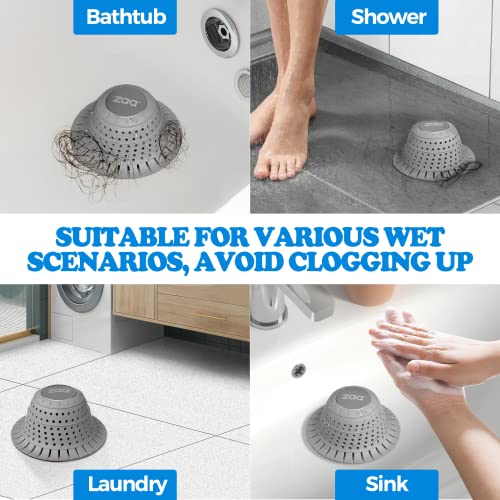 Bathtub Drain Hair Catcher, Premium Silicone Shower Hair Catcher, 1Pack Collapsible Hair Stopper for Pop Up and Regular Drains of Shower, Bathtub, Bathroom Sink, Bathroom Fixture Accessories, Gray | Gray Collapsible Shower Drain Hair Catcher for Pop Up Tu
