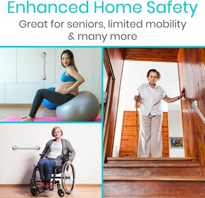 Vive 440lbs Grab Bar for Bathtubs and Showers (2 Pack) - Handicap Bathroom | Safety Rail for Elderly - Wall Senior Handle for Tub, Toilet, Bath - Disability Assist Device Accessories Handrail (16 Inch)