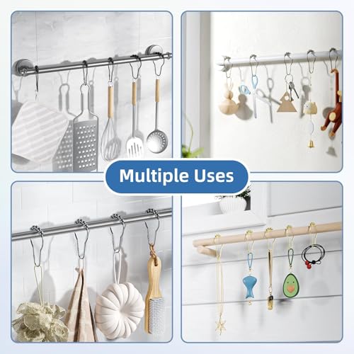 24 Pieces Stainless Steel Shower Curtain Hooks and Rings Set - Polished Nickel, Lightweight and Durable for Bathroom Curtain Rollers and Shower Curtain Rods, Metal Shower Curtain Rings