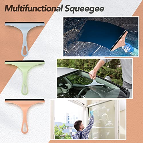Didaey 48 Pcs Squeegee for Shower Glass Door, 8.7 Inch Silicone Shower Squeegee Small Glass Wiper Window Scrubber Household Cleaning Wiper Tool with Hanging Hole for Car Windshield, Pink, Blue, Green