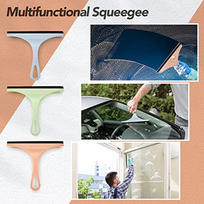 Didaey 48 Pcs Squeegee for Shower Glass Door, 8.7 Inch Silicone Shower Squeegee Small Glass Wiper Window Scrubber Household Cleaning Wiper Tool with Hanging Hole for Car Windshield, Pink, Blue, Green