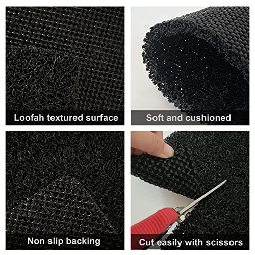SONGZIMING Shower Mat Non Slip Without Suction Cups, 32x17 Inch, Bath Mat with Drain, Loofah Mat for Textured Surface Tub, Bathroom, Quick Drying, Black - color: Black, size: 32" x 17" (Rectangular)