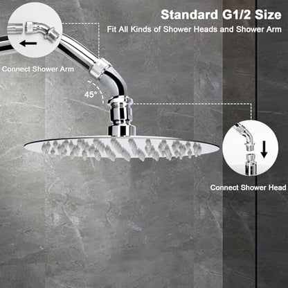 NearMoon Shower Elbow Adapter for Shower Head, Solid Brass 45°G1/2 Male to Female Shower Arm Extension Connector, Polish Chrome (Medium) - style: Medium