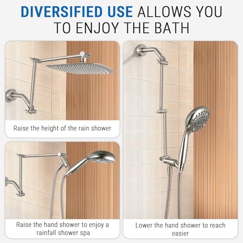 G-Promise 18 Inch Shower Extender with 6Inch Arm and Flange(Brushed Nickel) | Solid Brass Construction, Height and Angle Adjustable, Standard Connection Thread, All Installation Tools Included - color: Brushed Nickel, style: 18 Inch