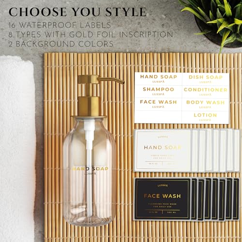 Shower Shampoo Dispenser Wall Mounted – Refillable 16.9 oz Clear Bottle with Stainless Steel Pump & No-Drill Adhesive Holder – Soap Dispenser for Bathroom (1 X Clear/Gold) - color: 1 X Clear/Gold