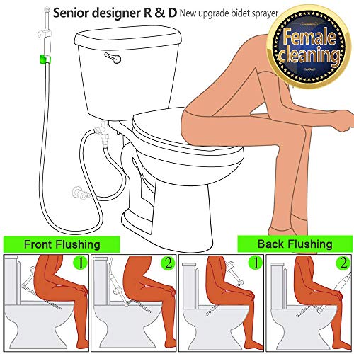 Handheld Bidet Sprayer for Toilet, Cloth Diaper Toilet Sprayer, Hand Held Bidet Attachment Brass 7.9" Bidet Wand, Adjustable Water Jet Spray with Backflow Preventer - color: Black