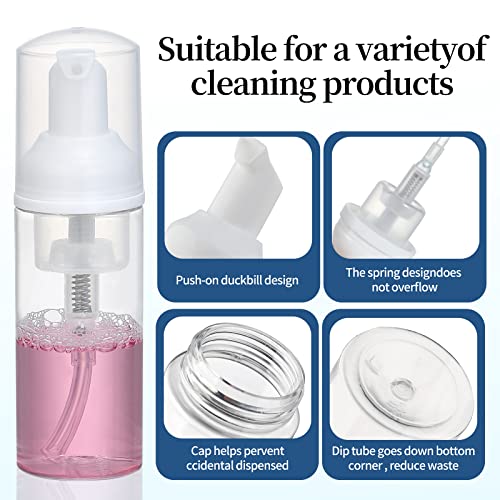 GliSun 36 Pcs Foam Pump Bottle 2oz Empty Refillable Mini Dispenser | for Lash Cleanser, Shampoo, Lotion, Hand Sanitizer, Cosmetics, Castile Soap, BPA-Free, Travel Size - color: Clear