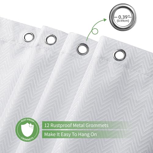 eachope Stall Waterproof Fabric Shower Curtain,No Liner Needed,TPU Laminated Polyester Shower Curtain,Chevron Striped with Weighted Magnets and Metal Grommets,36 x 72 Inch,White - color: White, size: 36"W x 72"L (Pack of 1)