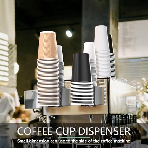 Cup Dispenser for Water Cooler Wall Mount 2 Seats, Dark Gray | Holder for 2-16 OZ Paper & Plastic Disposable Cups, Adhesive Cup Holder for Water Cooler, Coffee Station, Office, Bathroom - color: Dark gray