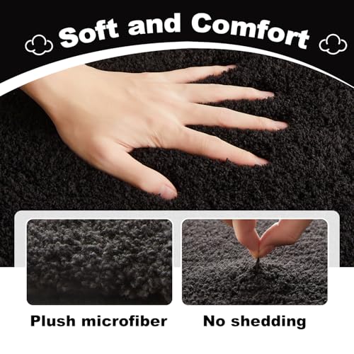 TYUU Bathroom Runner Rug, Ultra Soft Long Bath Mat Machine Washable Super Absorbent Quick Dry Bathroom Runner Rugs 24 x 60 Non Slip, Black 24" x 60" - color: Black, size: 24" x 60"