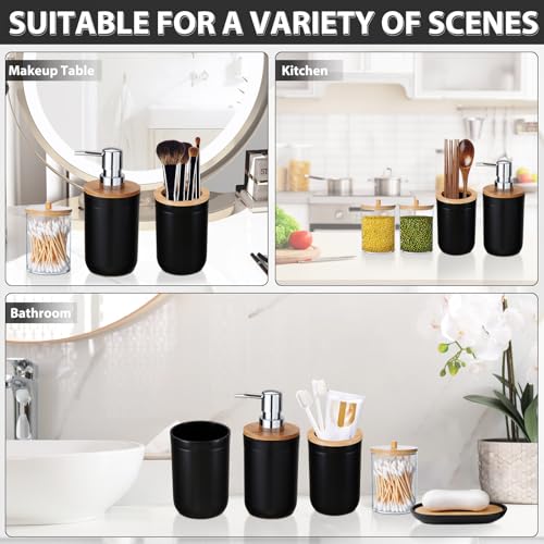 Bathroom Accessories Set 5Piece Black Bathroom Sets, Toothbrush Holder, Toothbrush Cup, Lotion Soap Dispenser, Soap Dish and Qtip Holder Bathroom Decor - style: Black