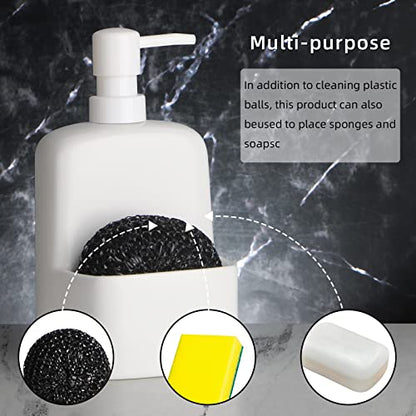 Dish Soap Dispenser - Kitchen Soap Dispenser with Sponge Holder Matte Ceramic Soap Daddy Dispenser 20oz for Kitchen (Matte White) - color: Matte White
