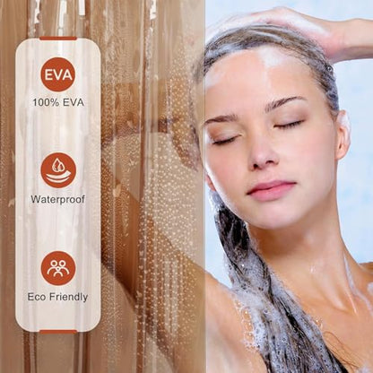 AmazerBath Shower Curtain Liner, 100% EVA Soft Clear Amber Heavy Duty Shower Curtain and Liner 2-in-1, 72x72 Luxury Plastic Weighted Bathroom Shower Liner, 12 Rustproof Grommets & 3 Heavyweight Stones - color: Rainbow Caramel Latte, size: 72"W x 72"L (Pac