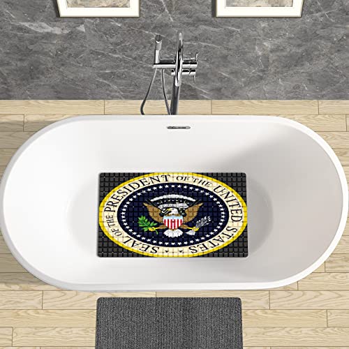 FCZ Bath Tub Mat Non Slip Shower Mat Seal President of The United States 26.8x15 inches Rectangular Polyester PVC Machine Washable - color: Seal President of the United States