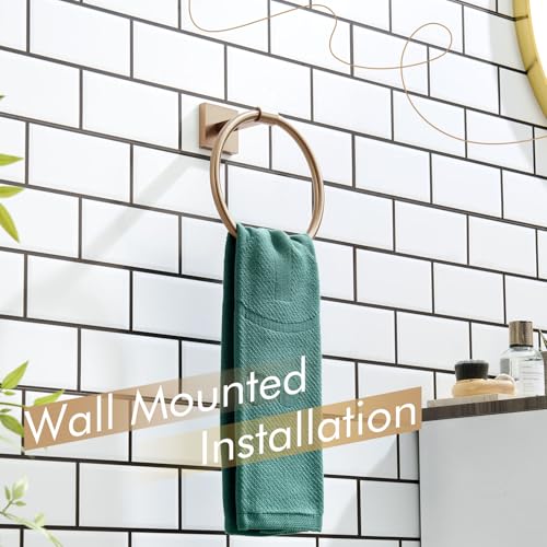 KOKOSIRI Hand Towel Holder Wall Mounted Towel Ring Bathroom Accessories Shower Towel Hanger Rack Stainless Steel Champagne Bronze, B3010CPG - color: Champagne Bronze