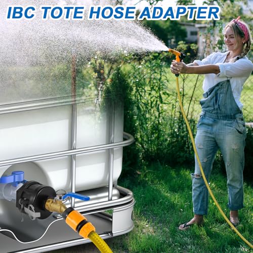 IBC Tote Hose Adapter, 2" Cam Lock Fittings for 275-330 Gallon IBC Tote Tank, 2" Fine and Coarse Groove, 3/4" Male NPT Inlet ×3/4" Male GHT Brass Hose Faucet Garden Hose Connector