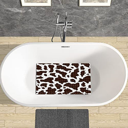 Bath Tub Mat Non Slip Shower Mat Cow Print Extra Long Bathtub Mat 26.8x15 inches Bathroom Bath Mat with Suction Cups Drain Holes Machine Washable - color: Cow Print
