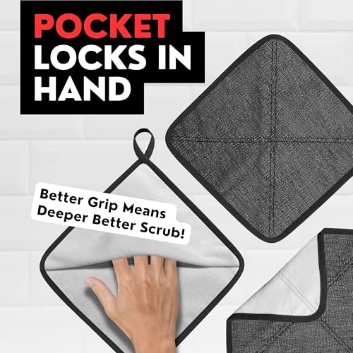 Double-Sided Exfoliating Washcloth, Body Scrubber for Shower, Hand Pocket | Rough & Soft Texture, Fast Drying, Deep Clean, Smooth Skin, Men or Women, 2 Count Pack, Bye Bye Loofah