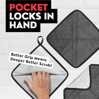Double-Sided Exfoliating Washcloth, Body Scrubber for Shower, Hand Pocket | Rough & Soft Texture, Fast Drying, Deep Clean, Smooth Skin, Men or Women, 2 Count Pack, Bye Bye Loofah