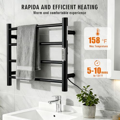 (1 Pack) Electric Towel Warmer with Built-in Timer - Wall Mounted Bathroom Heated Towel Rack, Plug-in Design Black - size: Size 1