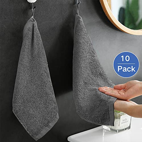 Yoofoss Luxury Washcloths Towel Set 10 Pack Baby Wash Cloth for Bathroom-Hotel-Spa-Kitchen Multi-Purpose Fingertip Towels and Face Cloths 10'' x 10'' - Dark Grey - color: Dark Grey