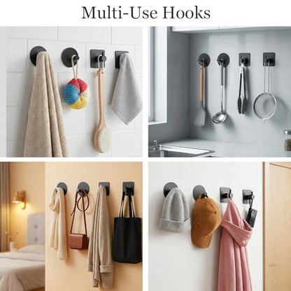 Tudoccy 10-Piece Matte Black Bathroom Hardware Set, Adjustable Bar | SUS304 stainless steel wall-mounted towel bar adjusts 14.5 to 24 inches for flexible bathroom install - color: Black, size: Adjustable 14.5-24 Inch 10 pcs