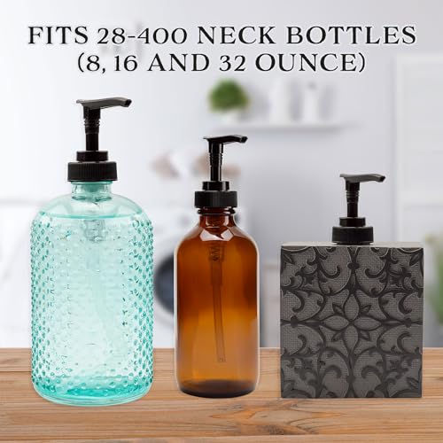 Cornucopia Brands 28-400 Replacement Pumps for Soap Dispensers/Lotion Bottles (6-Pack); Plastic Standard Size Replacement Pump Parts w/ 8-Inch Dip Tubes
